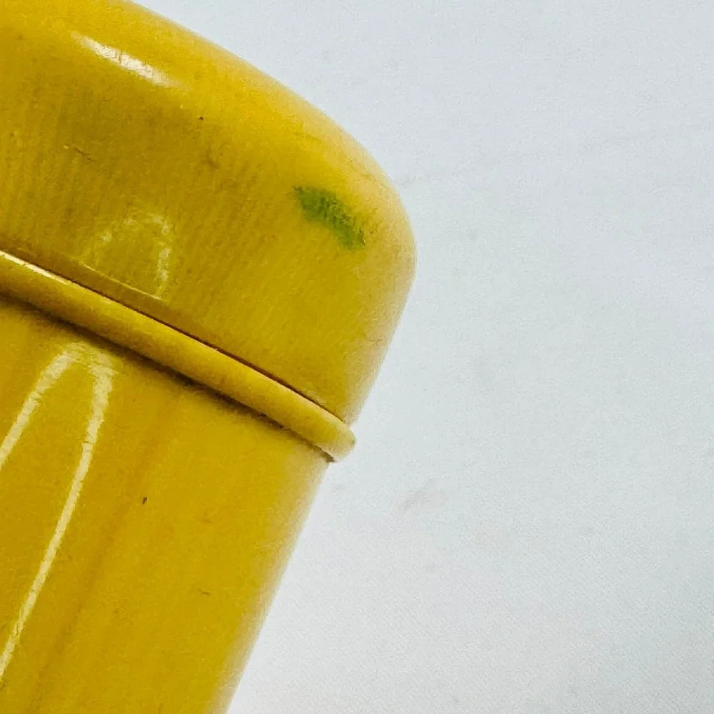 Rare Vintage DuPont Ivory Pyralin Celluloid Talcum Powder Shaker Yellow Art Deco